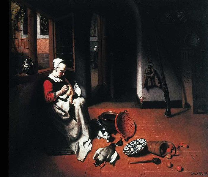 Nicolas Maes Woman Plucking a Duck